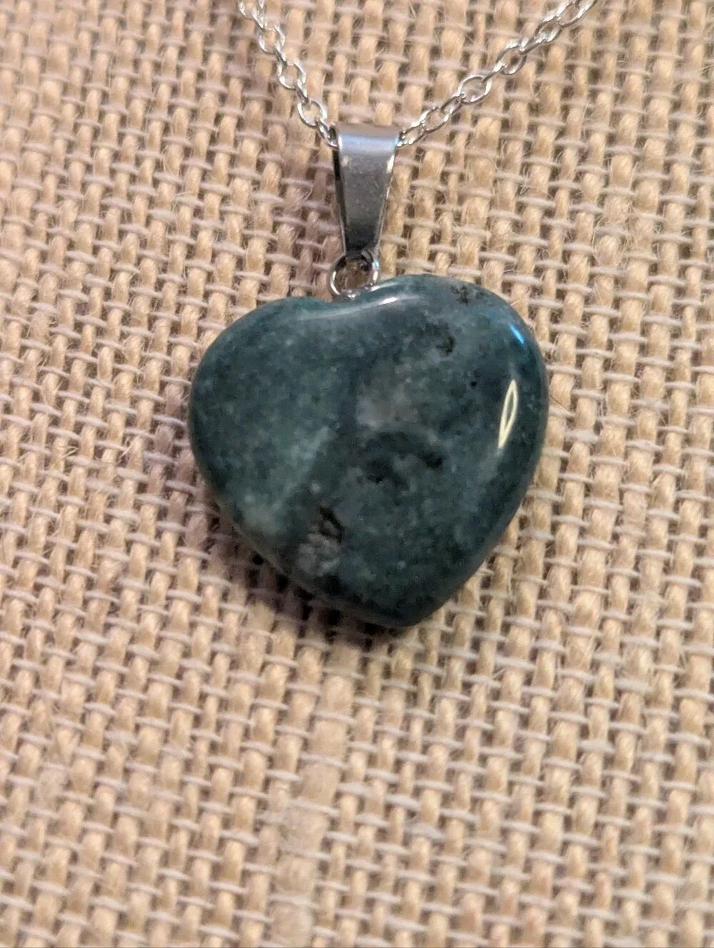 Blue‑Green Agate Heart Pendant • 18